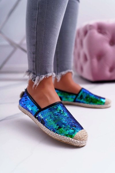 Espadryle Damskie Lu Boo Zielone Cekiny