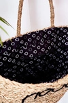 Pleciona Torebka Shopper Na Plażę NOBO XK0340 Beżowo-Czarna