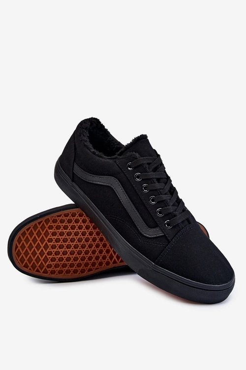 Męskie Materiałowe Trampki Ocieplane Czarne Harry