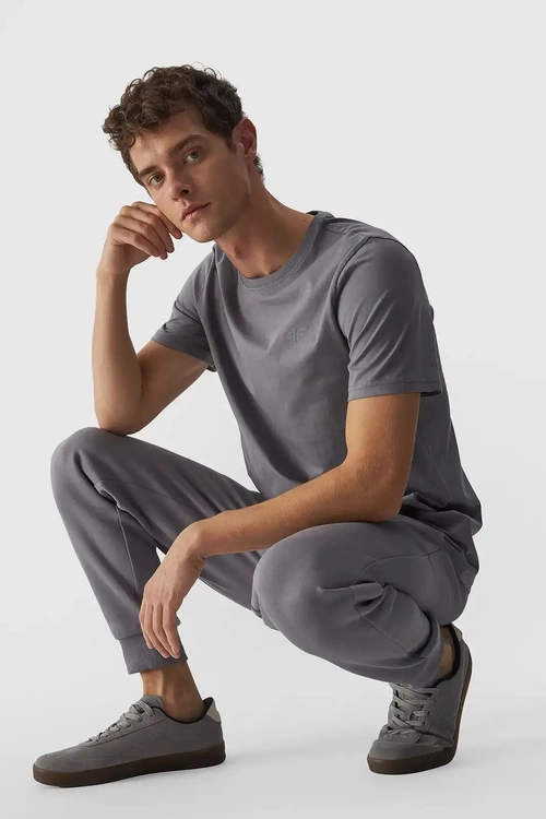 Koszulka Męska Gładka Z Logo 4F 4FWMM00TTSHM1843-25S Szara