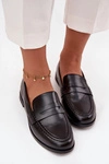 Mokasyny Loafersy Damskie Z Eko Skóry Czarne Bessina