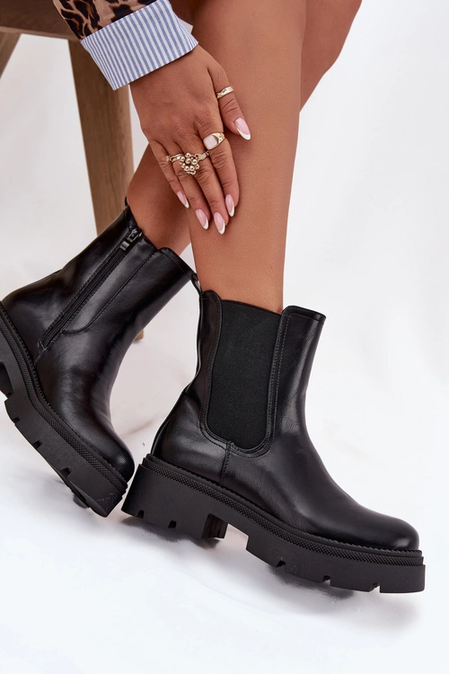 Ocieplane Botki Sztyblety Na Zamek Czarne Niviane