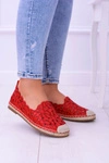 Lu Boo Damskie Baleriny Czerwone Espadryle w Kwiaty Macarena