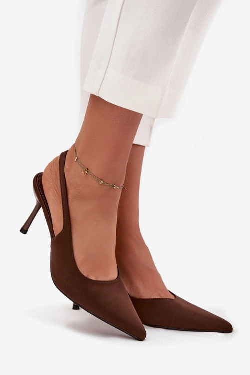 Szpilki Z Odkrytymi Piętami Czekoladowe Lenira