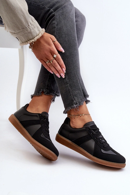 Damskie Niskie Sneakersy Czarne Braidn
