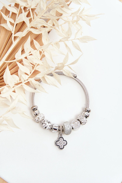 Stalowa Bransoletka Z Charmsami Srebrna