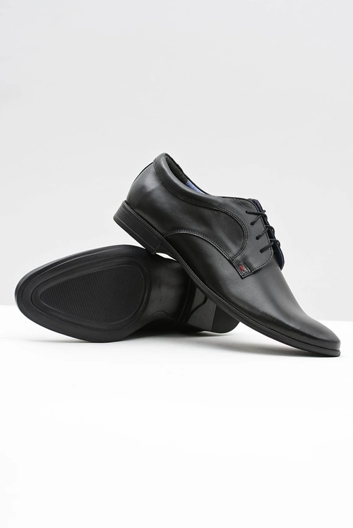 Męskie Półbuty Bednarek Eleganckie Skórzane Wizytowe Czarne Gaspare