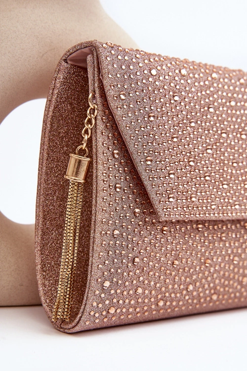 Zdobiona Torebka Wizytowa Kopertówka Edela Różowe Złoto