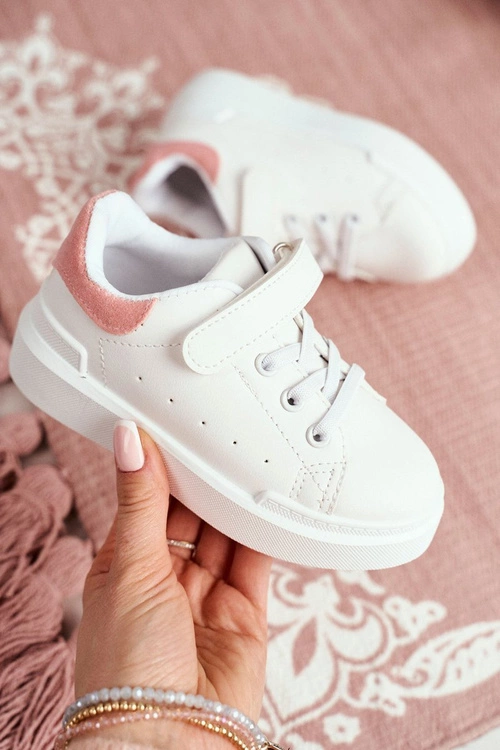 Dziecięce Sportowe Buty Sneakersy Biało-Różowe Bilbo