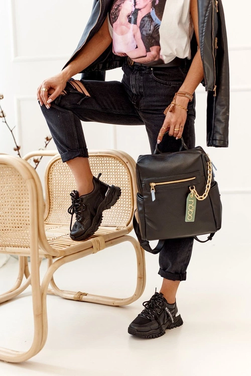 Damski Skórzany Plecak NOBO NBAG-K1800 Czarny