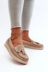 Ażurowe Mokasyny Damskie Z Eko Zamszu Złote Tinami