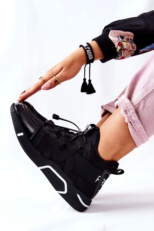 Wysokie Sportowe Buty Sneakersy Czarne Lanez
