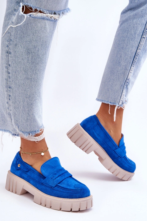 Damskie Zamszowe Wsuwane Półbuty Niebieskie Fiorell