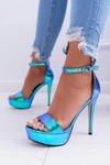 Sandały Damskie Na Szpilce Platformie Benzynowe Błękitne ShakeIt