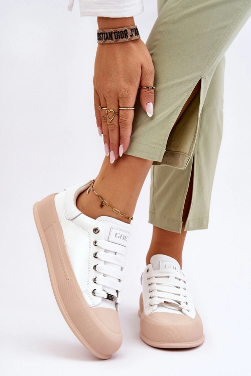 Damskie Lakierowane Trampki Na Platformie GOE LL2N4020 Białe