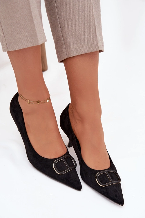 Szpilki Damskie Z Ozdobnym Detalem Czarne Amelora