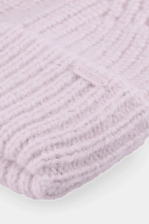 Czapka Zimowa Z Dodatkiem Wełny Damska 4F 4FAW23ACAPF290-52S Fioletowa