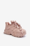 Sneakersy Damskie Na Masywnej Podeszwie Różowe Ellerai