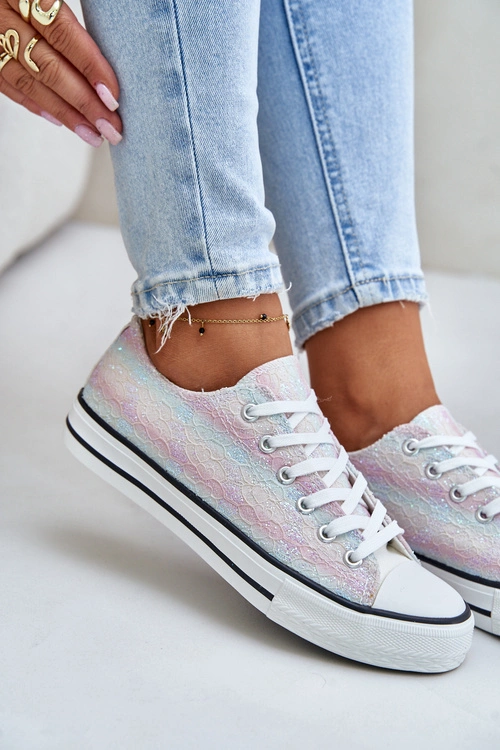 Trampki Damskie Ozdobione Cekinami Multikolor Nolrina