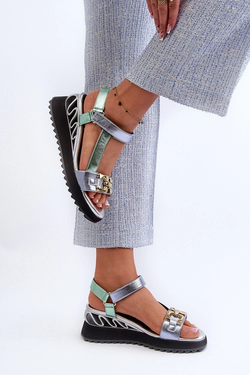 Sandały Damskie Na Koturnie D&A CR954 Zielone