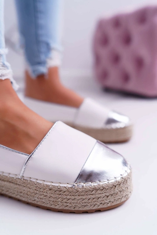 Espadryle Damskie Białe Platforma Ringer