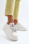 Skórzane Sneakersy Damskie Na Platformie GOE NN2N4033 Białe