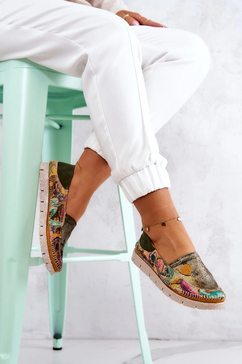 Damskie Skórzane Mokasyny Maciejka 05434-09 Zielone