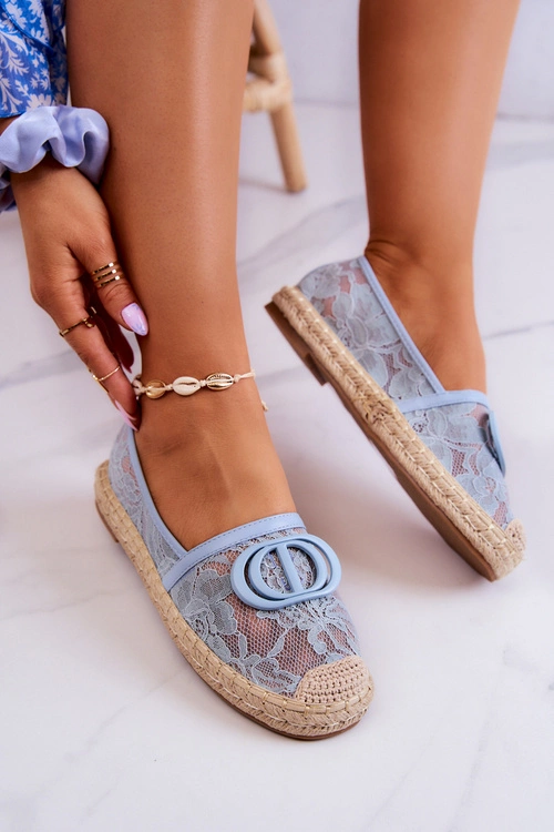 Damskie Koronkowe Espadryle Z Ozdobą Niebieskie Summer Dream
