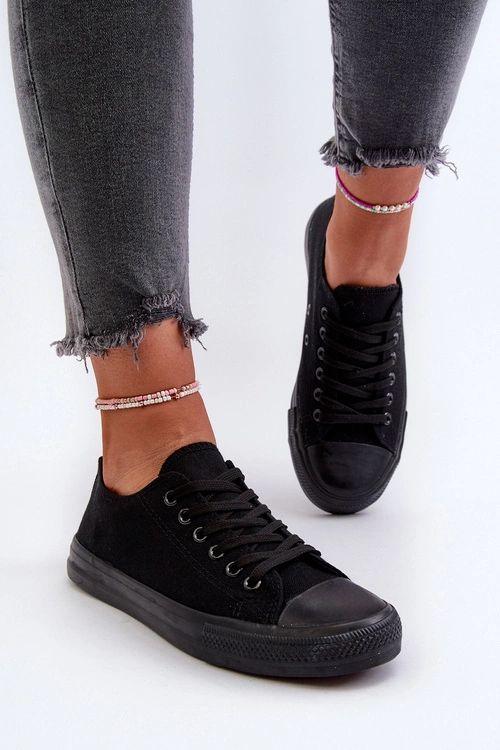 Trampki Damskie Klasyczne Niskie Czarne Caelira