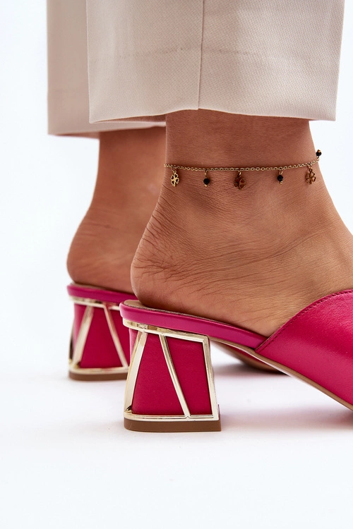 Eleganckie Klapki Damskie Na Obcasie Laura Messi 2771 Fuksja