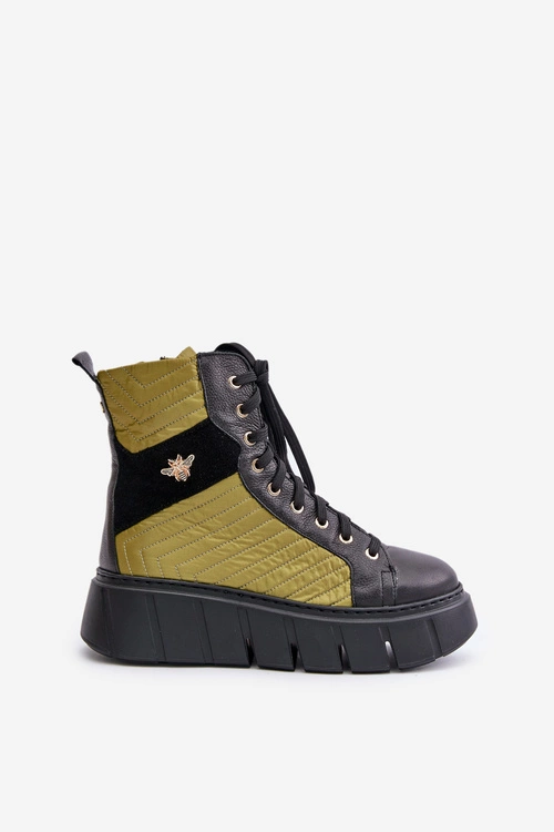 Skórzane Botki Na Platformie Maciejka 06751-01 Czarne