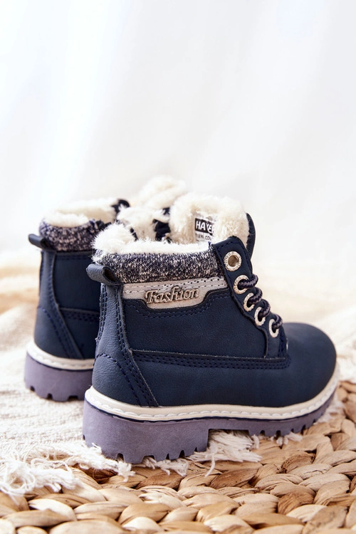 Dziecięce Ocieplane Traperki Z Futerkiem Granatowe Estee