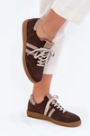 Zazoo N1068 Zamszowe Niskie Sneakersy Damskie Czekoladowe
