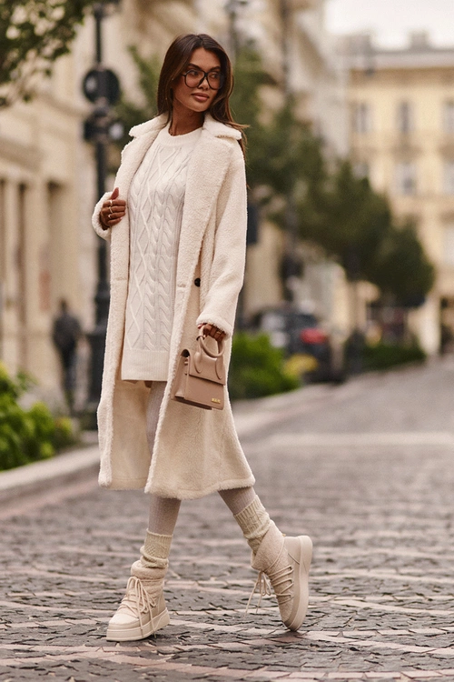 Damskie Śniegowce Na Platformie Jasnobeżowe Ahatissa