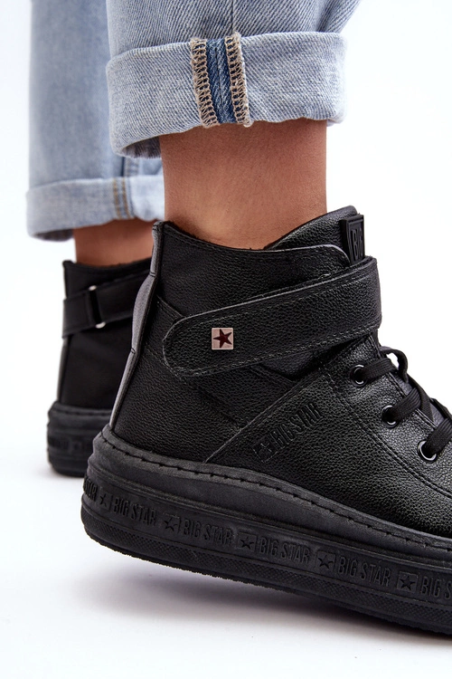 Trampki Damskie Ocieplane Na Platformie Big Star Czarne MM274008