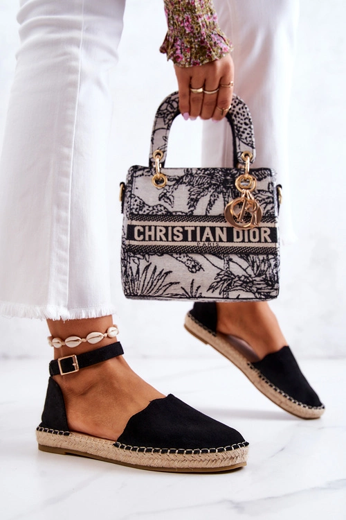 Damskie Espadryle Na Sprzączkę Czarne Bonetti