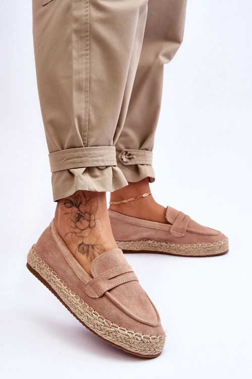 Damskie Zamszowe Espadryle Beżowe Keyla