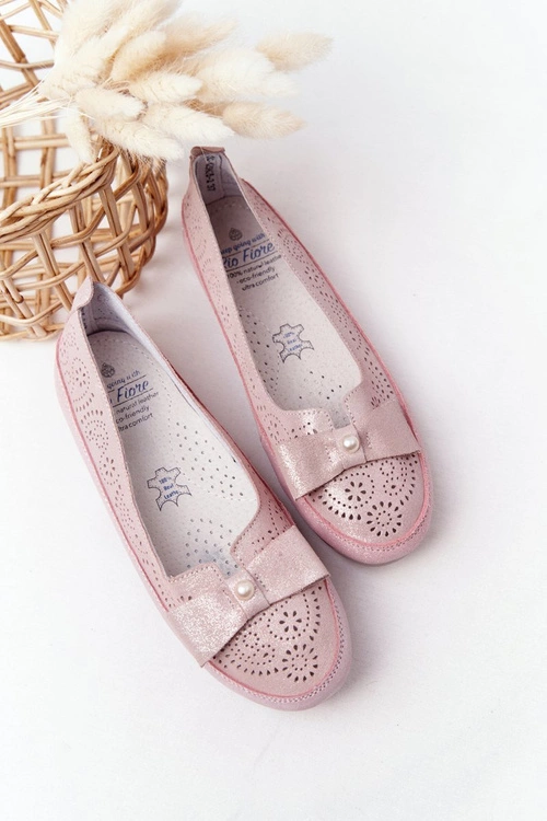 Skórzane Baleriny RIO FLORE Eco-Friendly Różowe