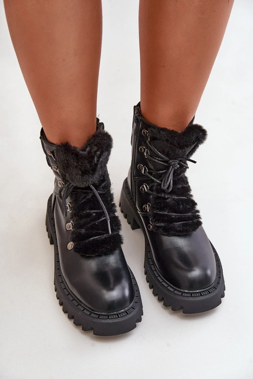Ocieplane Botki Trapery Na Zamek Z Eko Skóry Czarne Willatta