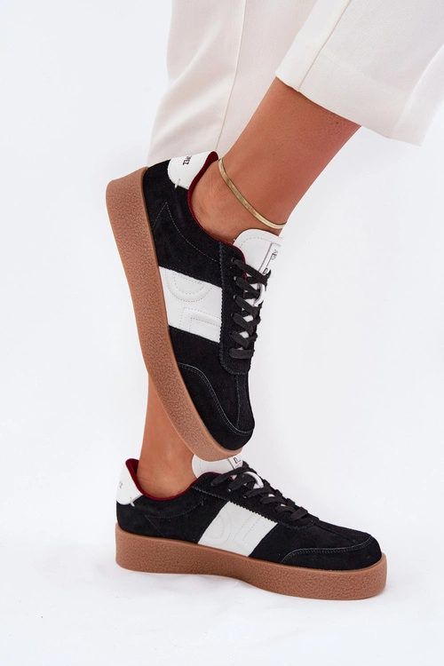 Zamszowe Sneakersy Damskie Daniel Lopez Just Dare SS2D4021 Czarne