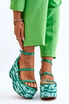 Modne Sandały Na Koturnie We Wzory Zielone Claria