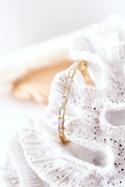 Bransoletka Stalowa Z Cyrkoniami I Perłą Złota