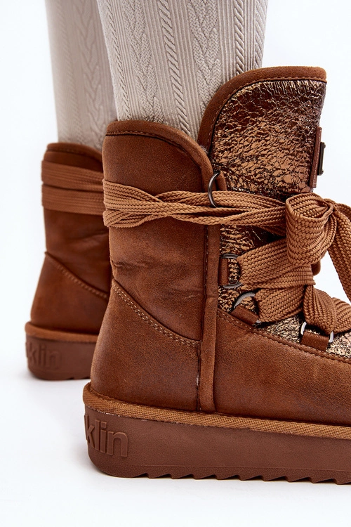 Damskie Śniegowce Z Wiązaniem D.Franklin DFSH370006 Brązowe