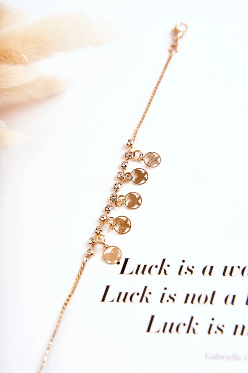 Damska Regulowana Bransoletka Z Cyrkoniami Motyle Złota