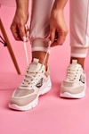 Sportowe Damskie Buty Beżowe Brokat Lisbon