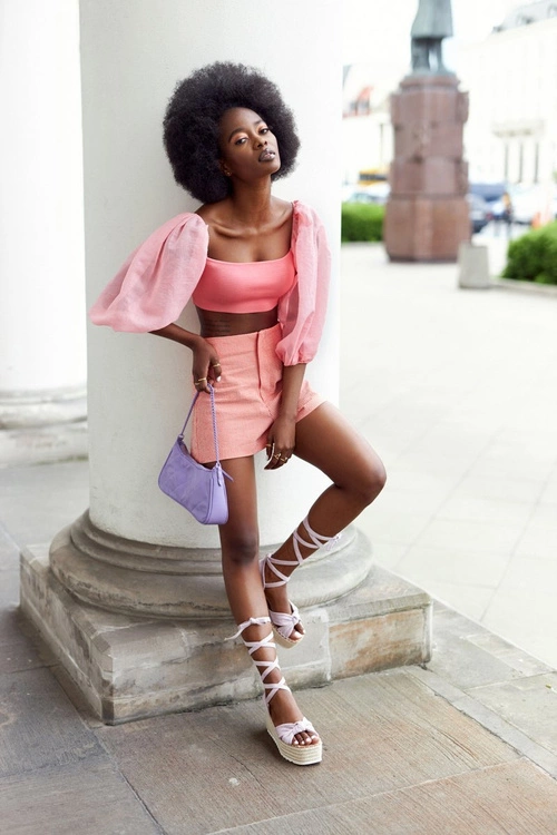 Wiązane Sandały Na Platformie Z Plecionką Fioletowe La Palma