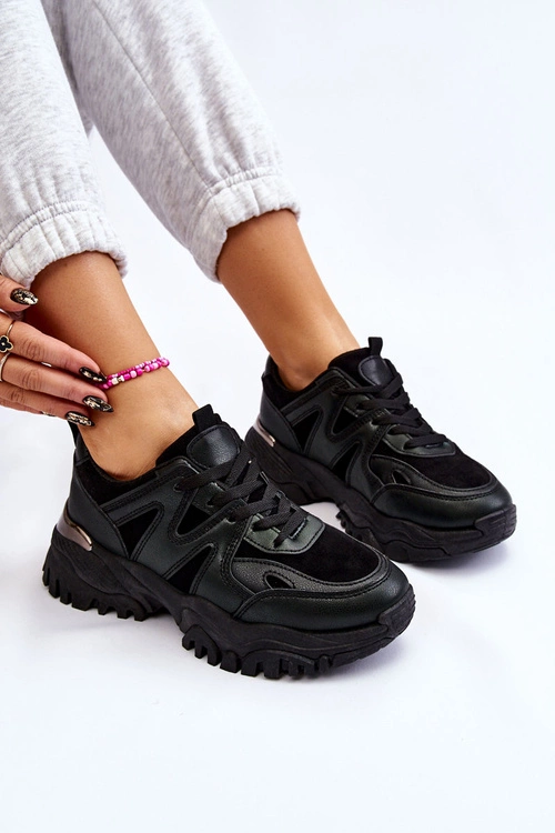 Klasyczne Sportowe Buty Na Platformie Czarne Bowie