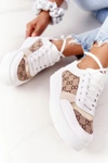 Sportowe Buty Sneakersy Na Platformie Biało-Złote Allisone