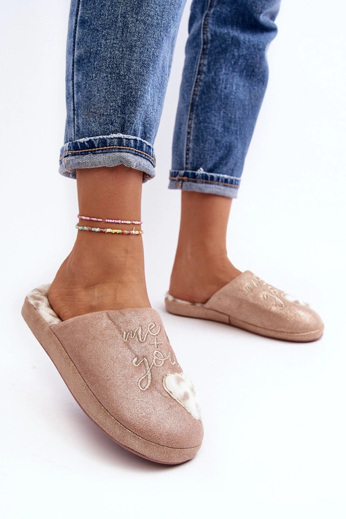 Błyszczące Kapcie Damskie Różowe Geraja