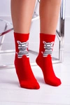 Damskie Skarpetki Świąteczne Czerwone Zebra